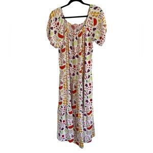 Lisa Says Gah Joni Farmers Market Fruit Print Maxi Dress Medium